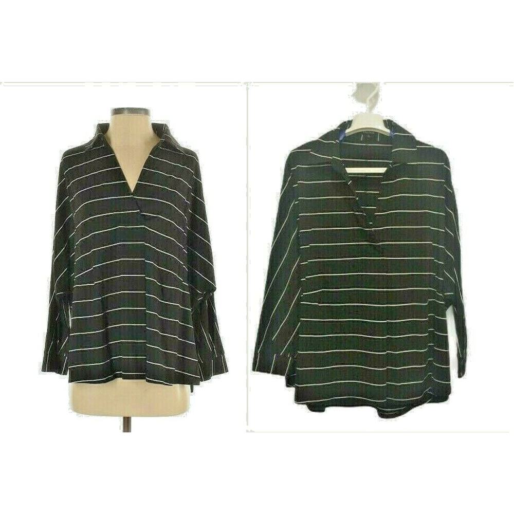 Olive Scent Womens Small Top Black Raw Edge 3/4 Sleeve Oversized Lagenlook Boho